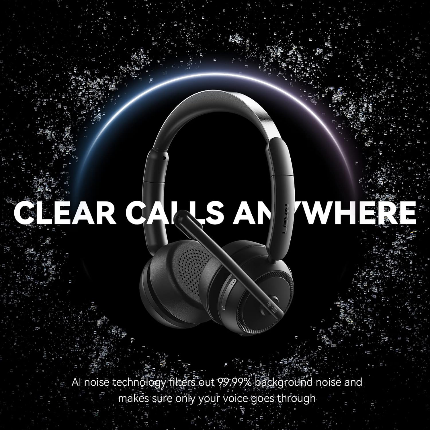 Wireless Headset with Mic for Work, Bluetooth Headset with Microphone (Noise Cancelling & Mute Button), Wireless Headphones with Mic for Work from Home/Office/PC/Call Center/Computer/Laptop/Teams/Zoom