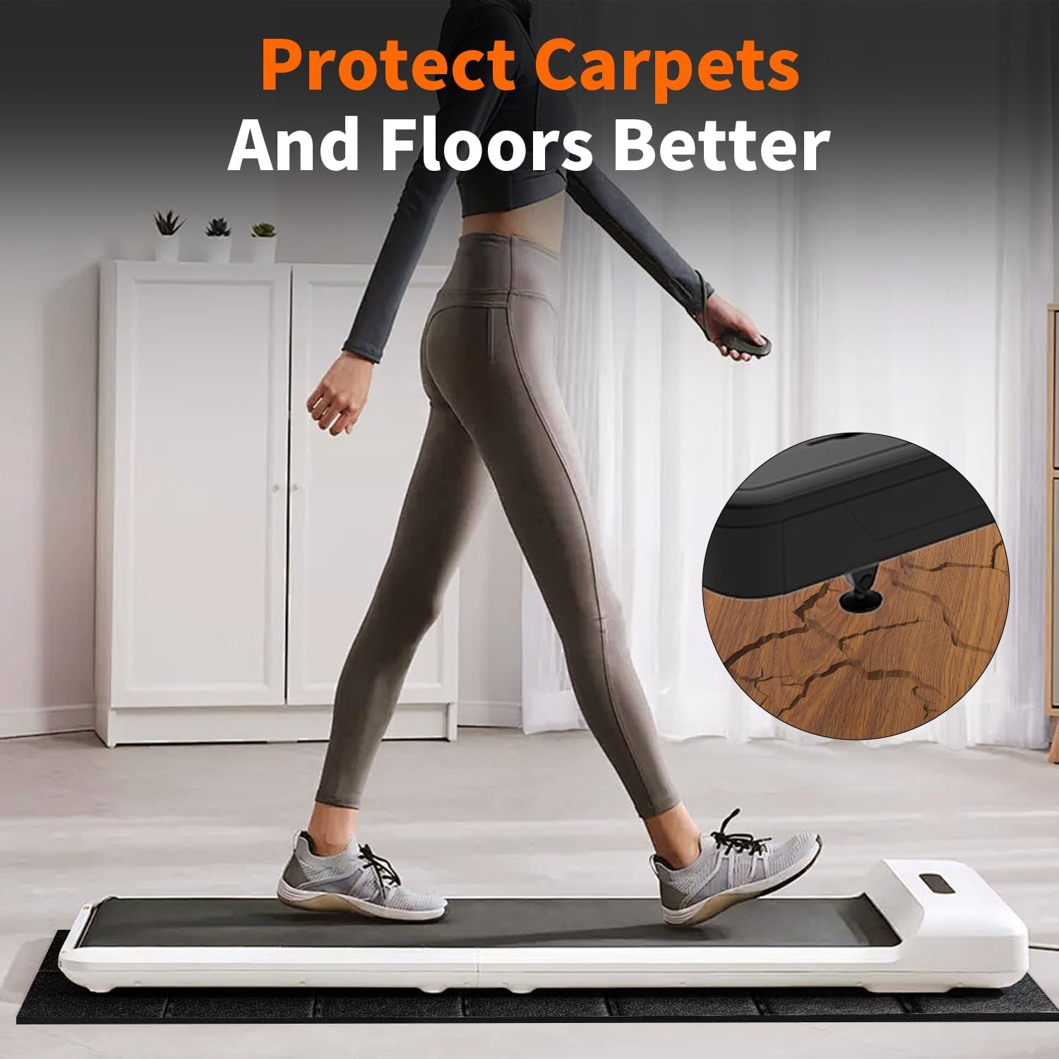 Non-Slip Walking Pad Treadmill Mat for Carpet Floors,55x24 Hardwood Floor Protection