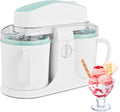 SUSTEAS Ice Cream Maker Machine,with Two Ice Cream Mug,Ice Cream for Frozen Yogurt,Sorbet,Gelato Treat,with Recipes,Simple Operation and Easy to Clean,White Green