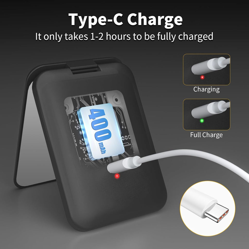 2025 Pocket Mirror, Rechargeable Dimmable 3 Color Lighting 1X/3X LED Compact Travel Makeup Mirror for Purse, Portable, Folding, Handheld, Small Lighted Mirror for Women Gift, Black