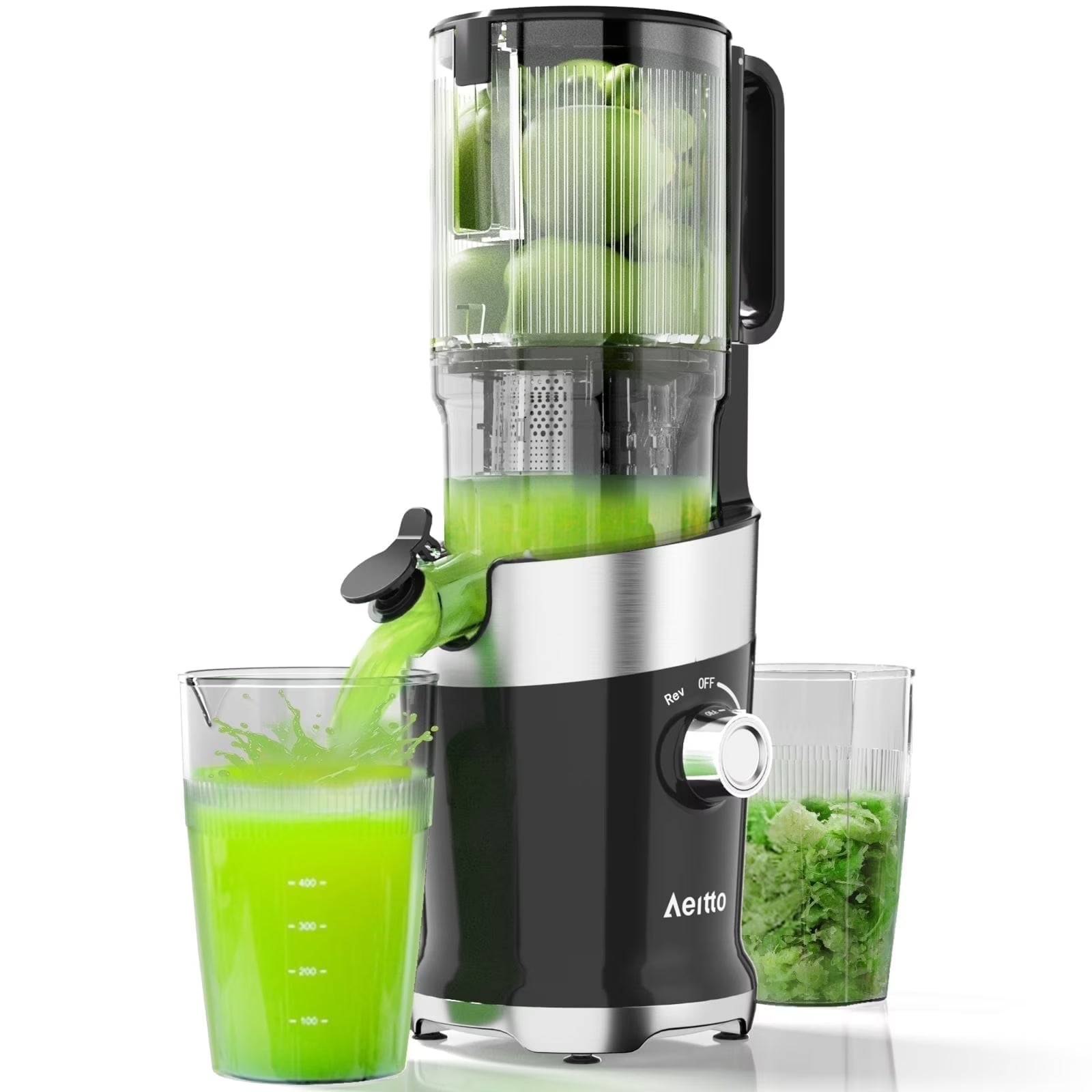 Cold Press Juicer Machine, Slow Masticating Juicer with 98% Yield, Wide Chute for Whole Fruits