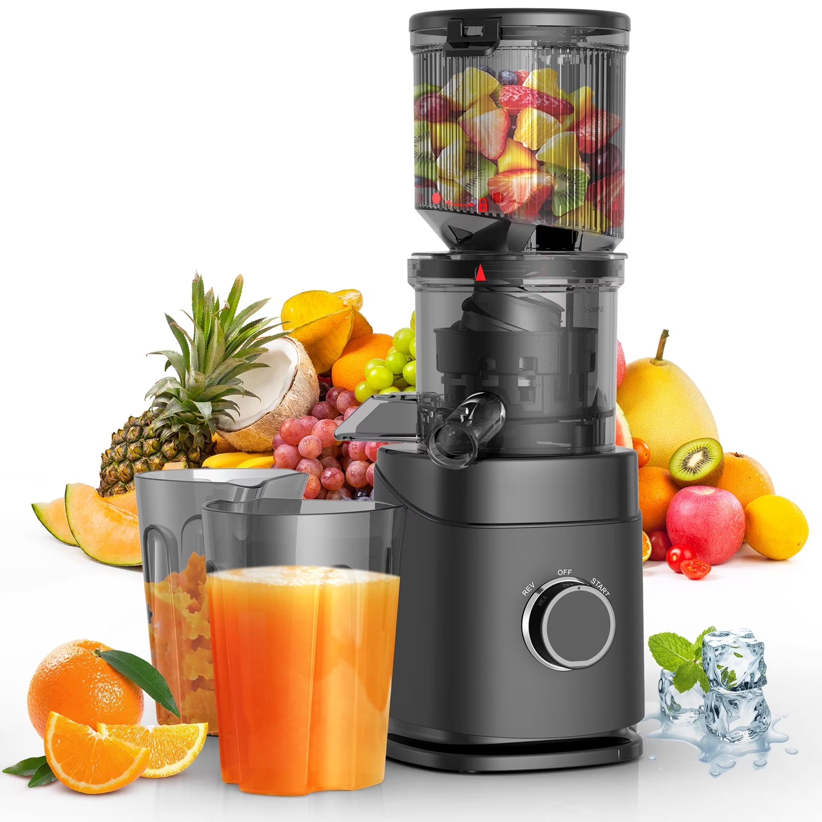 JADUS Cold Press Juicer, 5.8" Wide Feed Chute, Supports Fruit & Vegetable,High Juice Yield & Easy to Clean, Extractor Machine with 400W
