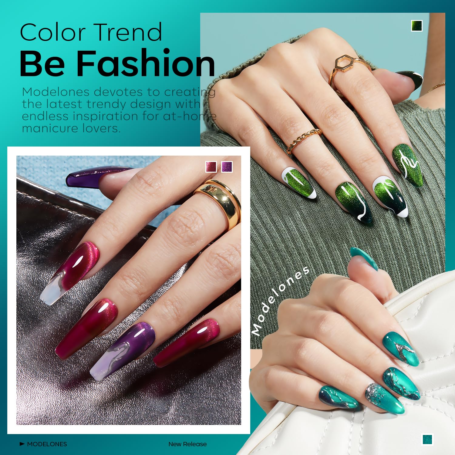 Cat Eye Gel Nail Polish, 6 Colors Christmas Glitter Red Green Purple Blue Gel Polish Set with Magnet Sparkle Galaxy Series Nail Gel Polish Kit Soak Off Led Nail Art Manicure Salon DIY Gifts